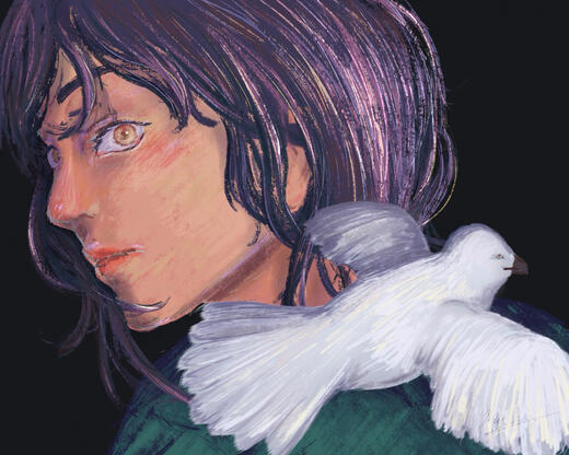 Self portrait with dove